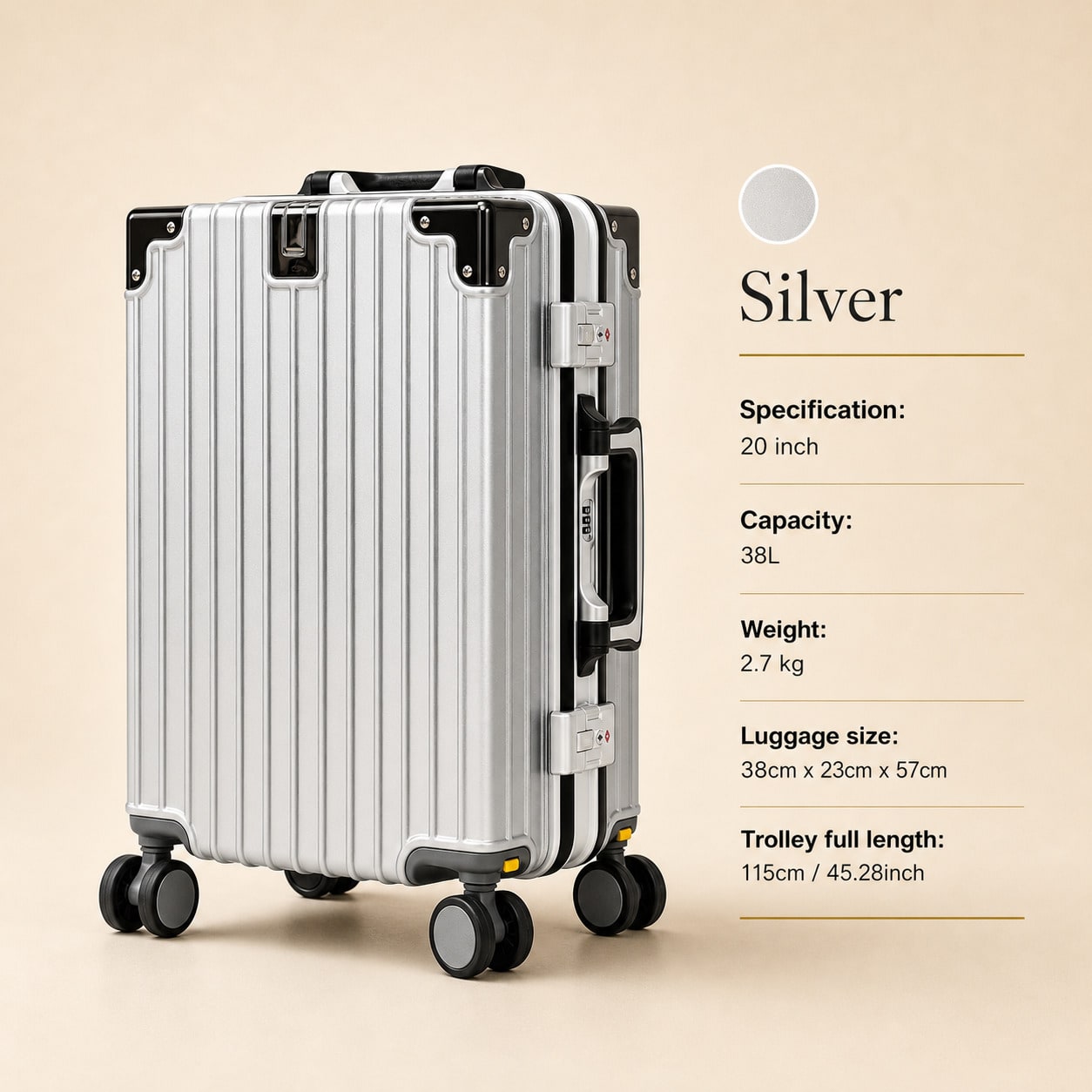 Aluminum Frame Carry On Luggage - 20-дюймовый ручной багаж, одобренный авиакомпаниями, прочный