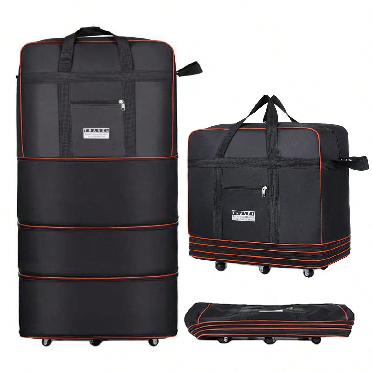 Черная складная дорожная сумка – обзор и цена Foldable Rolling Luggage Bag