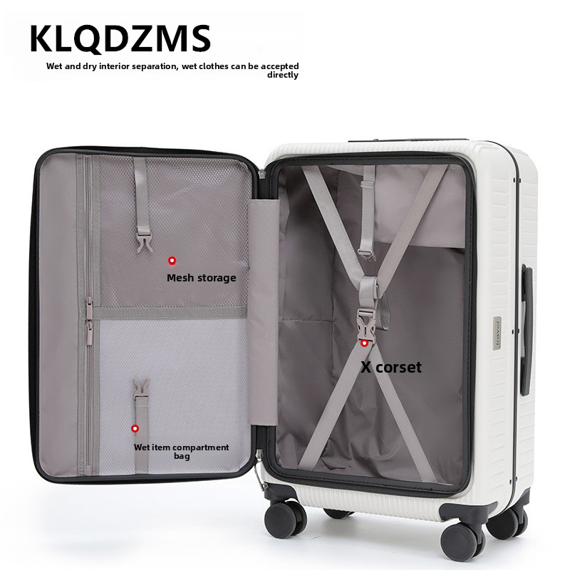Чемодан на колесиках KLQDZMS 2 – обзор и цена Front Opening Laptop Luggage 24 Inch