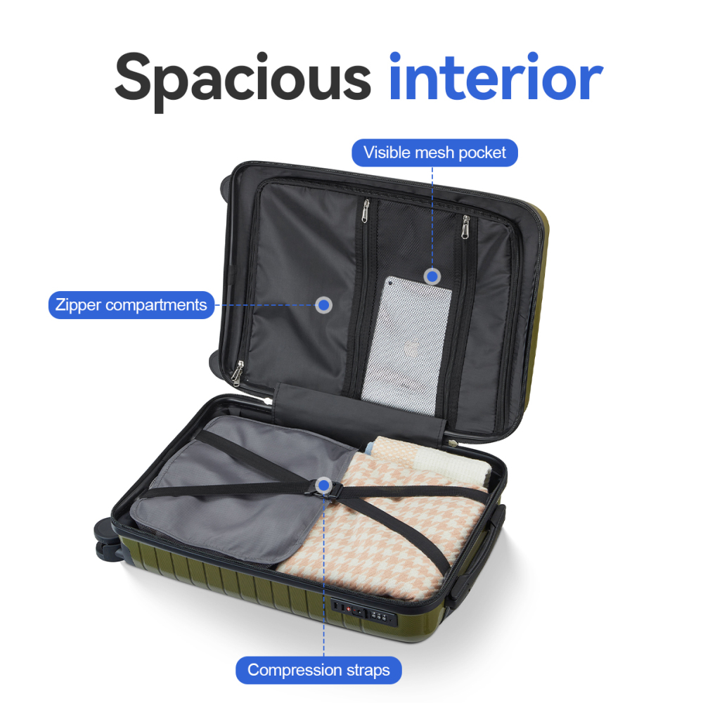Набор из 5 предметов: жесткий  – обзор и цена Spinner Wheel Rolling Suitcase 20 Inch